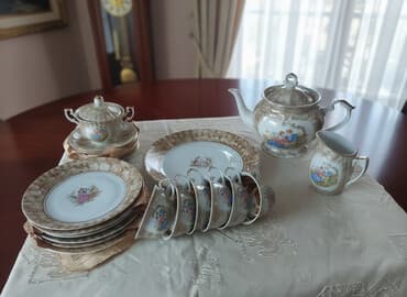 samsunq servis: Çay dəsti, rəng - Qızılı, Farfor, 6 nəfərlik, Çexiya — 1