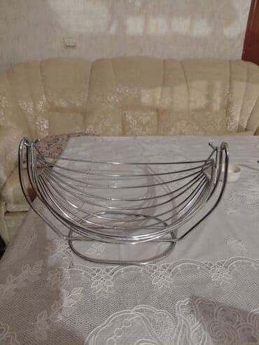 meyvə terevez: Metal meyvə səbəti - Material: parlaq xrom örtüklü metal məftil — 1