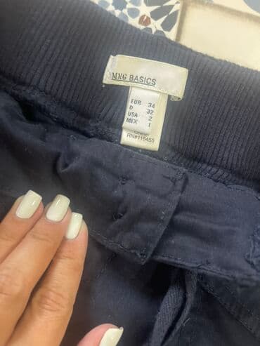 krep qadın ətəkləri: Tünd göy rəngdə, qısa kəsimli, iki düyməli və ön hissəsində bağlama — 5