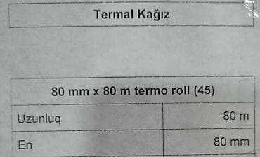 son zeng lovhe: Termal Kağız Rulonları – 80 mm x 80 m (45 mikron) Salam ofisə aid — 3