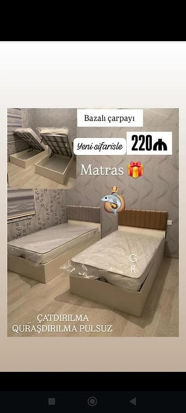 Bazalı çarpayı – yeni sifarişlə - Alt hissəsi bazalı, yuxarıdan