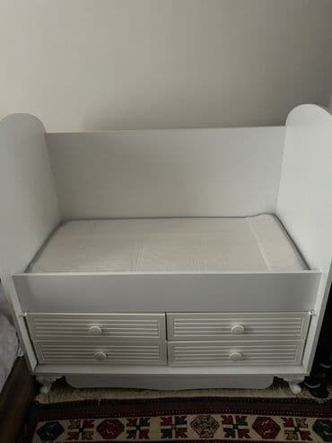 кровать качалка: Для девочки и мальчика, Кровать, Без подьемного механизма, С матрасом, С выдвижными ящиками — 1