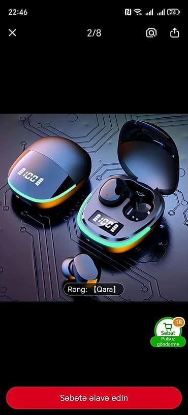 Фото и видеокамеры: Məhsul: Simsiz TWS qulaqlıq seti – rəng: Qara - Kompakt şarj qabı — 1