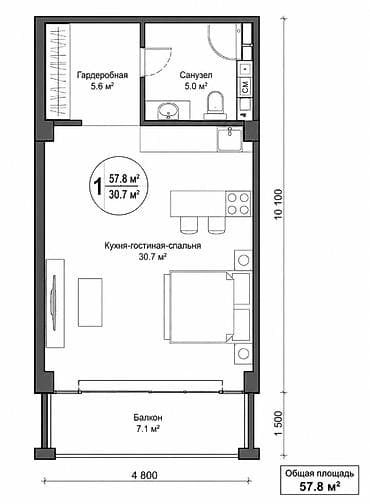 Недвижимость: Пос. Нардаран, 1 комната, Новостройка, 57 м² — 7