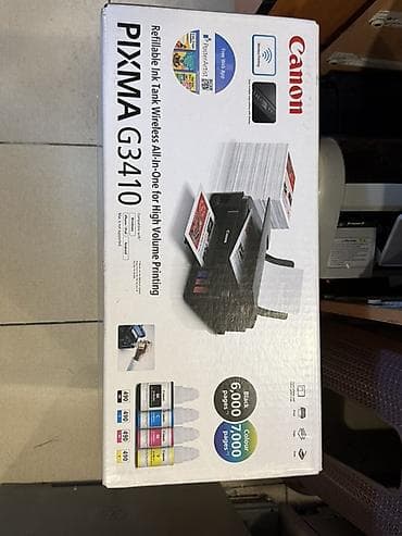 noutbuklar ucuz: Canon PIXMA G3410 – doldurulan mürəkkəb çənli, simsiz All‑in‑One — 1