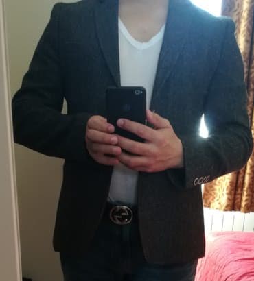 drap paltolar erkaklar uchun: Az geyinilmis yaxşı vəziyyətdə 50 razmer (M) pencək slim fit modeldi — 6