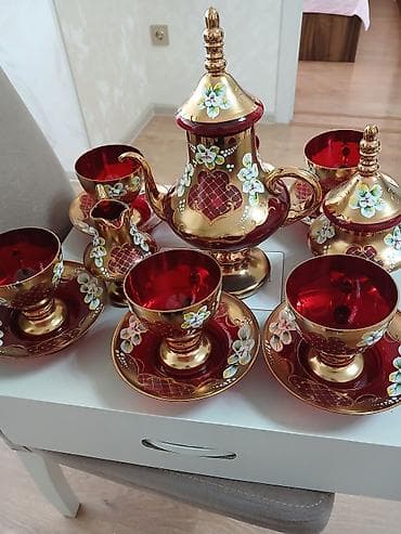 mis caydan: Çay dəsti, rəng - Qızılı, Şüşə — 2