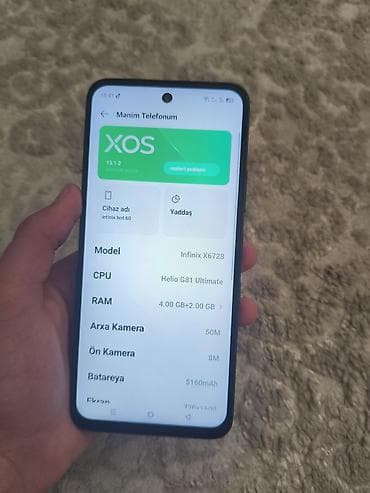 telofonar: Infinix Hot 60, rəng - Qara, Sensor — 7