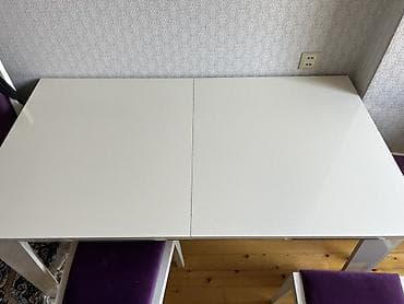 Qonaq otağı üçün, İşlənmiş, Açılan, Dördbucaq masa, 6 stul