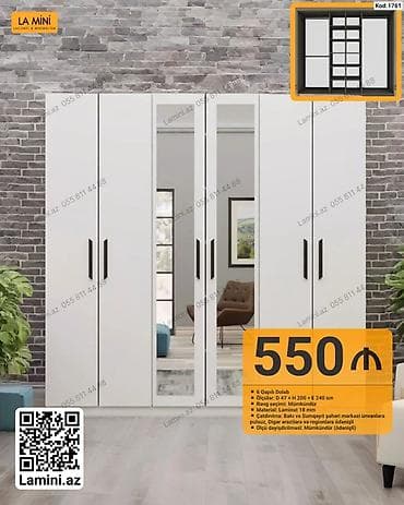 6 qapılı dolab - Ölçülər: D 47 × H 200 × E 240 sm - Rəng seçimi — 1