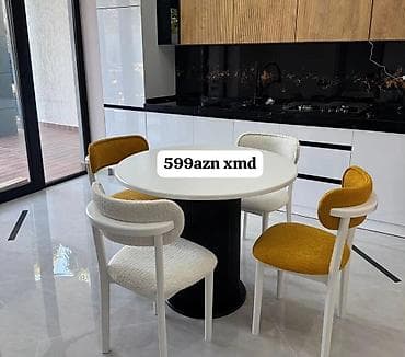komputer stolu satisi: Dəyirmi yemək masası və 4 ədəd stul dəsti - Masa: dəyirmi forma — 3