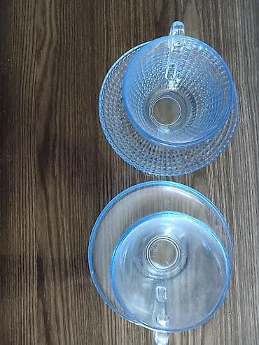 servisler: Çay dəsti, rəng - Mavi, Şüşə — 1