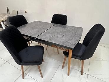 ikinci el stol stul satışı: Qonaq otağı üçün, İşlənmiş, Açılan, Kvadrat masa, 4 stul — 1