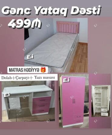 genc yataq: Oğlan və qız üçün, Yeni, Təknəfərlik çarpayı, Yazı masası — 1