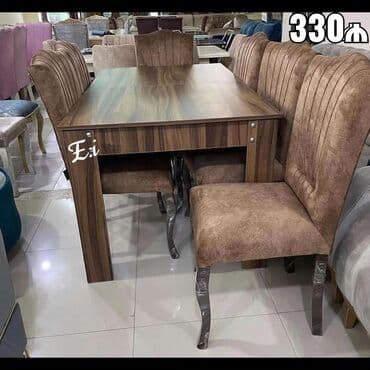 laminat qiyməti: Qonaq otağı üçün, Yeni, Açılan, Dördbucaq masa, 6 stul — 5
