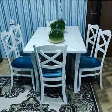 kaputer stolu: Mətbəx üçün, Yeni, Dördbucaq masa, 4 stul — 2