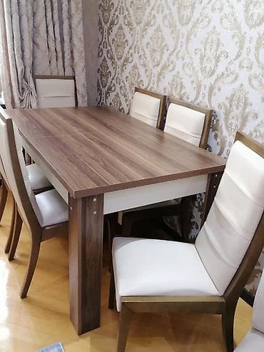 Qonaq otağı üçün, İşlənmiş, Kvadrat masa, 6 stul — 1