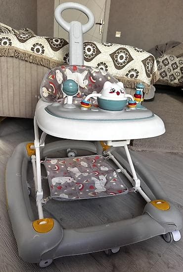 ручка: Uşaq gəzdirəni / yürütəci. - Rəng: boz-ağ, sarı detallı - 6 təkərli — 1