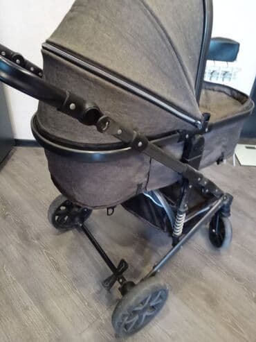 cybex uşaq arabası: Uşaq arabası – beşik tipli, qəhvəyi parça və qara metal şassi — 2