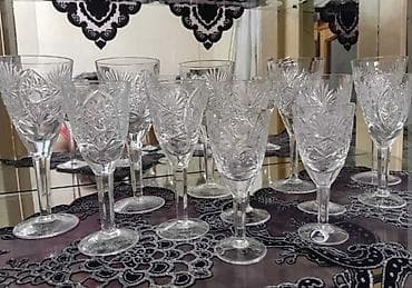 mis tavalar: Məişət qabları paketi - Kəpəz naxışlı kristal qədəhlər: şərab/likör — 1