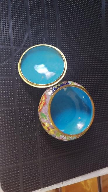 dəniz məhsulları satışı: Vintaj qənd qabı – cloisonné üslubunda emal işçiliyi - Material: mis — 3