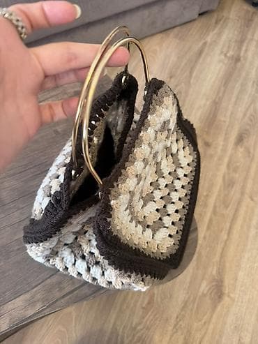 Əl işı toxunma çanta - Dizayn: Qəfəsvari “granny square” naxışlı — 5
