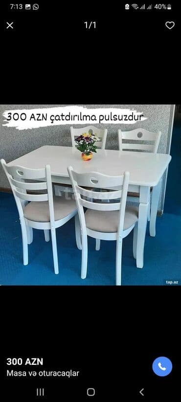 metbex stullari: ✔️Sifarişlə✔️ ✔️Kuxna üçün stol stul dəsti✨✨ ✔️stullarda rəng seçimi — 4