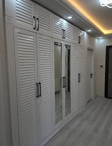 Шкафы: 6 дверей, С зеркалом, Белый, Распашной, Прямой шкаф — 3