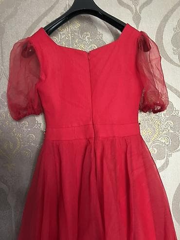 mini donlar: Qırmızı şifon don - Model: qısa/midi uzunluqda, A-kesim ətəkli - — 4