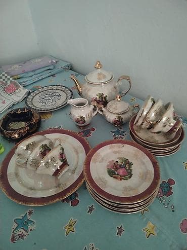 çay serviz: Çay dəsti, rəng - Qızılı, Farfor — 1