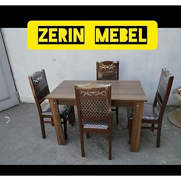 Mətbəx üçün, Açılmayan, Dördbucaq masa, 4 stul