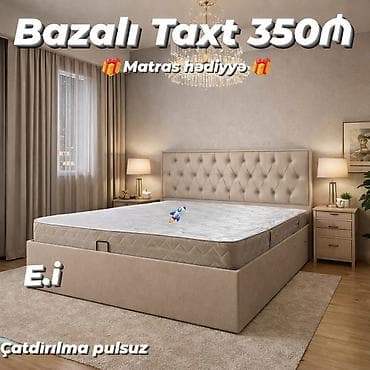 Bazalı taxt – 350₼ - Geniş saxlama bölməli baza - Yumşaq başlıq