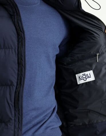 kişi üçün yun gödəkçələr: Kigili kişi qış gödəkçəsi Ölçü - 66 Yenidi - Rəng: tünd lacivərt - — 2