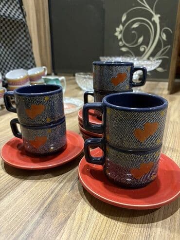 İnformatika: Qəhvə dəsti, rəng - Göy, Keramika, 6 nəfərlik — 2