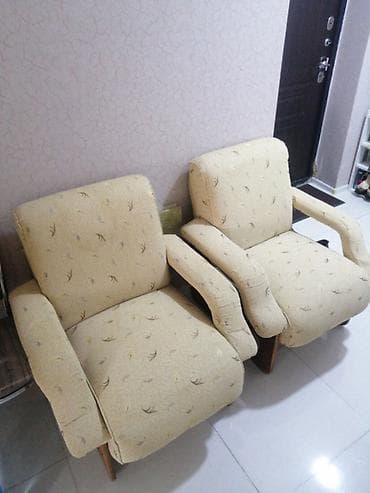 divan kireslo: 2 ədəd yumşaq kreslo dəsti - Model: klassik oturma kreslosu, taxta — 4