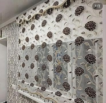 elektron divar saat: Pəncərələr üçün naxışlı Roma pərdəsi, otağa zərif bir görünüş bəxş — 3