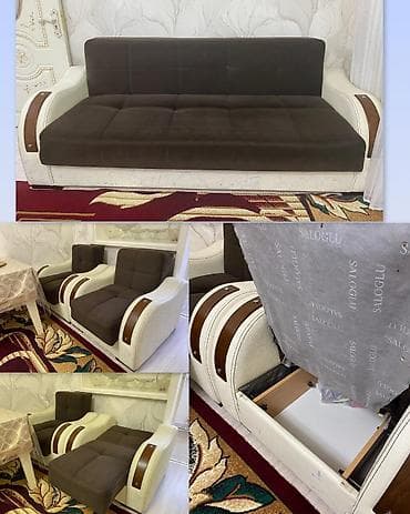 Di̇van-kravat, 2 kreslo, Bazalı, Açılan