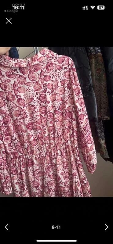 1 dollar neçe manatdir: Etiketli teze Zara, uzunqol, güllü printli don — 9