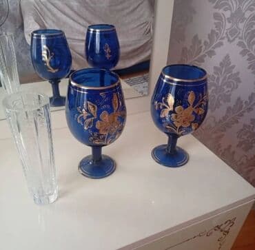 çaxır bakalı: Qədəhlər, rəng - Mavi, Şüşə, 2 ədədli dəst — 1