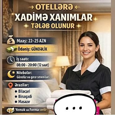 Ev personalı və təmizlik: Ofisiant tələb olunur, Restoran, 18-29 yaş, Təcrübəsiz — 5