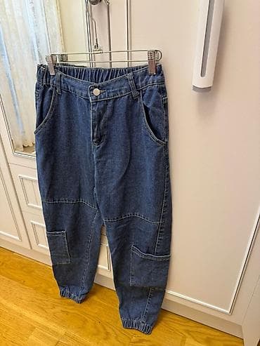 Dəstlər: Denim şalvar – cargo üslubunda - Material: klassik mavi denim (cins) — 1