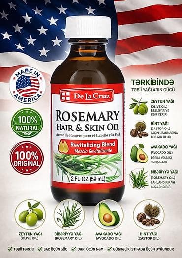 balıq yağı: De La Cruz Rosemary Hair & Skin Oil – canlandırıcı qarışım, 2 fl — 1