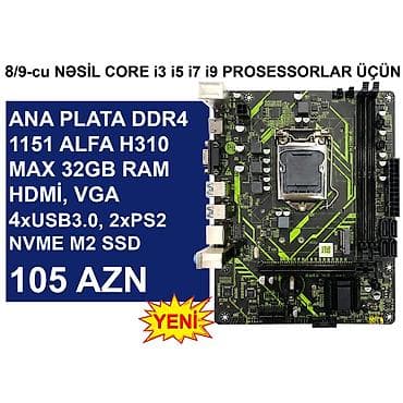 samsung komputer: Kompüter üçün Ana Platalar ⭐DDR3 LGA 1155 Alfa H61 (Yeni) - 55 AZN — 6