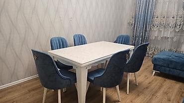 mətbəx masasi: Qonaq otağı üçün, Açılmayan, Dördbucaq masa, 6 stul — 1
