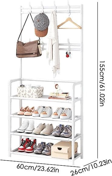 dolablar: Açıq rəngdə çoxfunksiyalı dəhliz təşkilatçısı – asılqan + ayaqqabılıq — 6