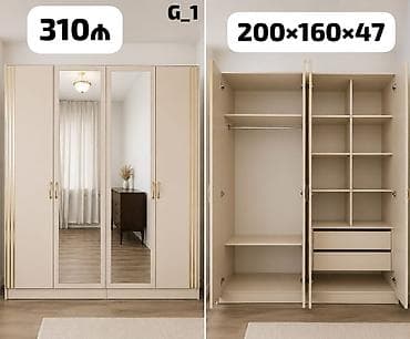 skaf: Dörd qapılı paltar şkafı – model G_1 - Ölçü: 200 × 160 × 47 sm - — 1