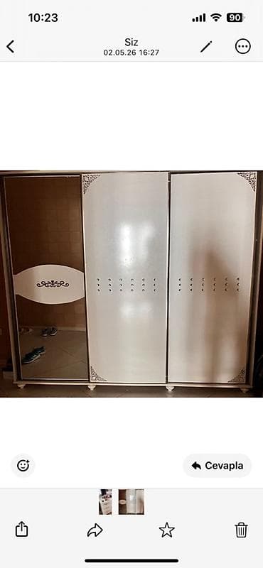 dolab kombi: İşlənmiş, 3 qapılı, Güzgülü, Bej, Digər material, Kupe, Düz dolab — 1