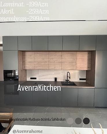 Sifarişlə mətbəx dəsti, Özü çəkən petlələr, Sadə laminat, Kredit var, Pulsuz çatdırılma, Ödənişli çatdırılma, Rayonlara çatdırılma — 3