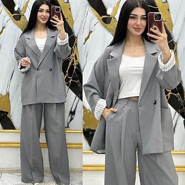 partalar: Qadınlar üçün 2 hissəli kostyum dəsti - Üslub: oversize kəsimli — 2