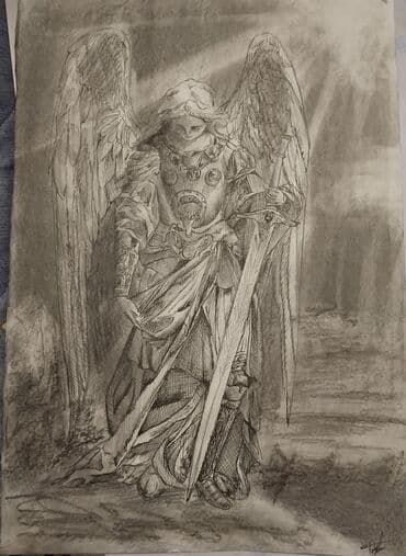 Qrafit və mürəkkəb texnikasında çəkilmiş orijinal sənət əsəri –